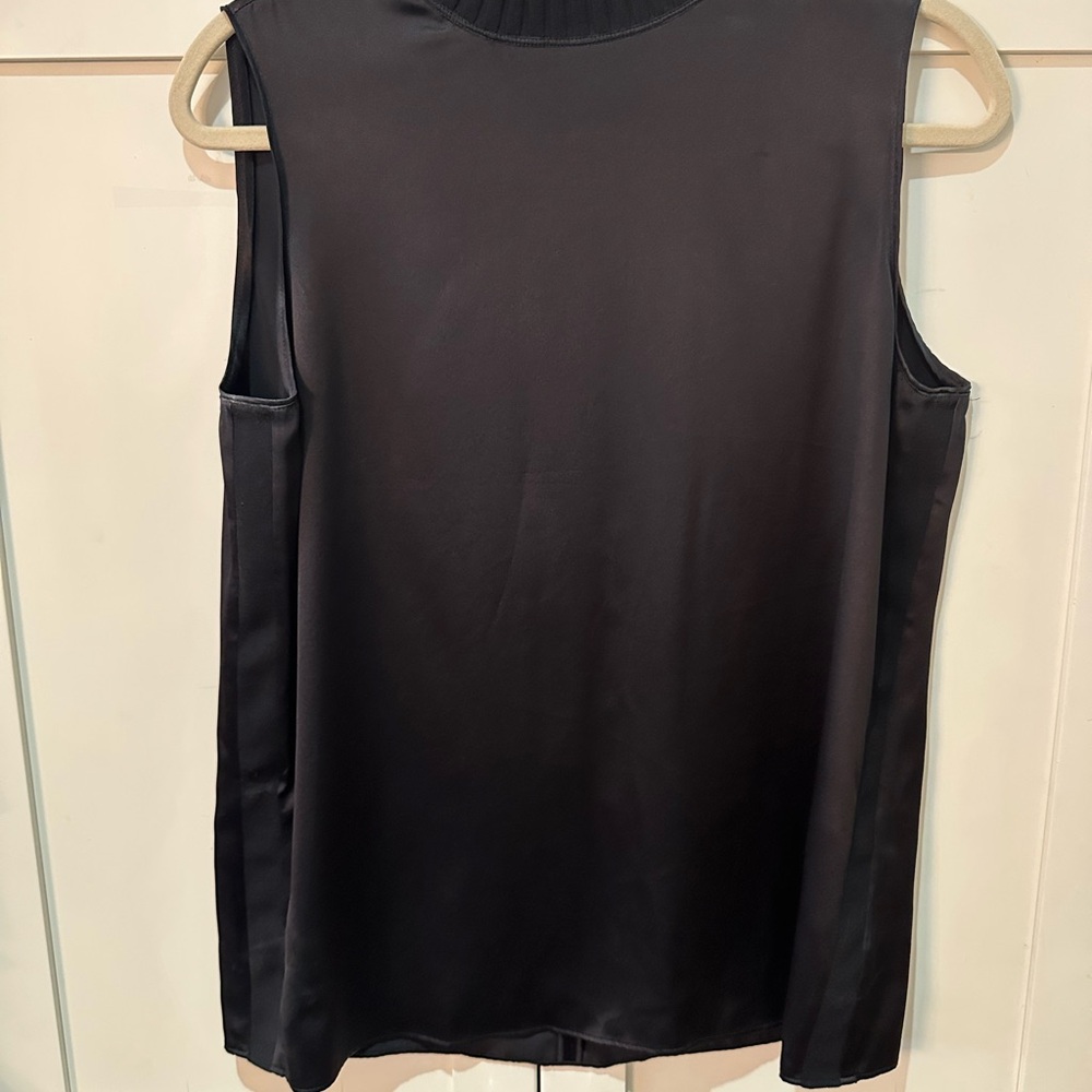 Lafayette 148 Black Satin Sleeveless Top